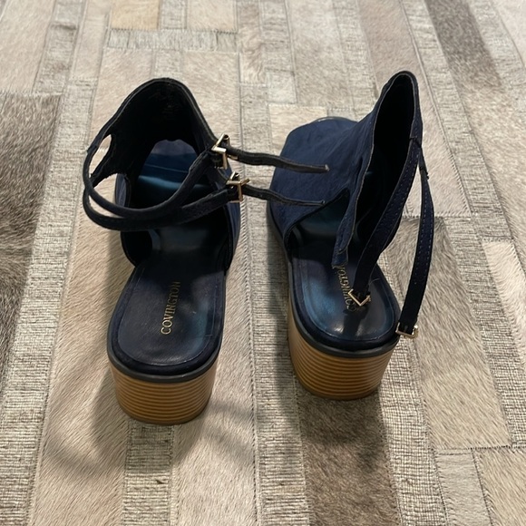 Navy Suede Perp Toe & Open Heels Sandals - Picture 3 of 6